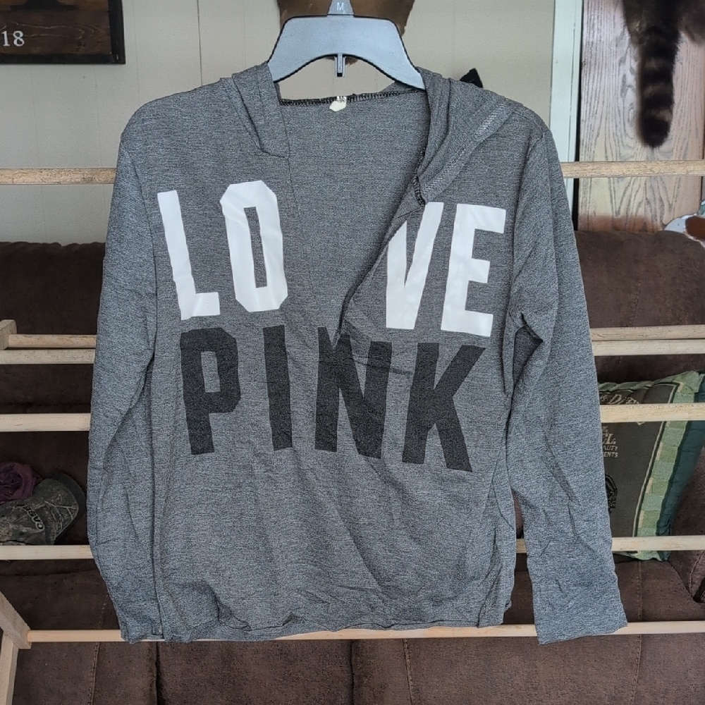 Gray Love Pink Hoodie